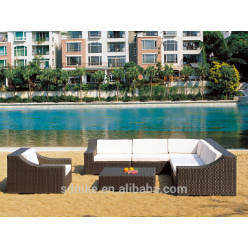 DE- (347) mobiliário de exterior sofá vime / rattan l em forma de sofá